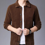 Button Up Cardigan Shawl Neck // Brown (L)