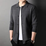 Button Up Striped Cardigan // Gray (2XL)