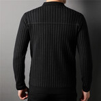 Button Up Striped Cardigan // Black (2XL)