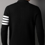 Button Up Cardigan Arm Stripes Detail // Black (M)