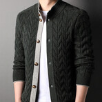 Button Up Cardigan Knitt Mock Neck Cardigan //  Green (XS)
