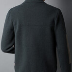 Button Up Cardigan Shawl Neck Cardigan // Dark Gray + Beige (XS)