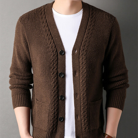 Button Up Knitt Cardigan // Brown (XS)