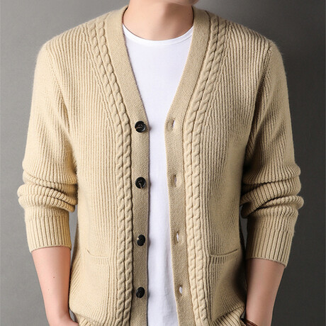 Button Up Knitt Cardigan // Beige (M)