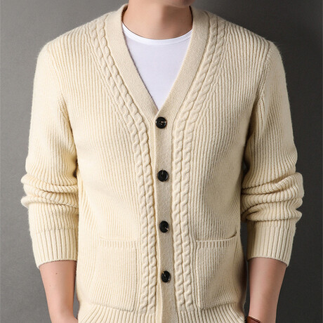 Button Up Knitt Cardigan // Cream (XS)