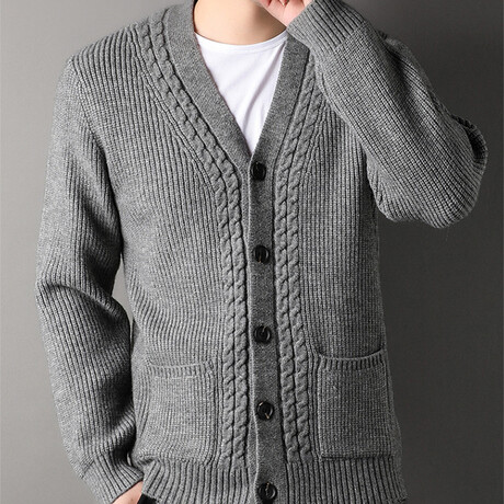 Button Up Knitt Cardigan // Light Gray (XS)
