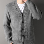 Button Up Knitt Cardigan // Light Gray (2XL)