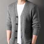 Button Up Knitt Cardigan // Light Gray (XL)