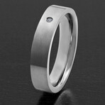 Diamond Stone Brushed Finish Flat Titanium Band // 5mm (Size 8)