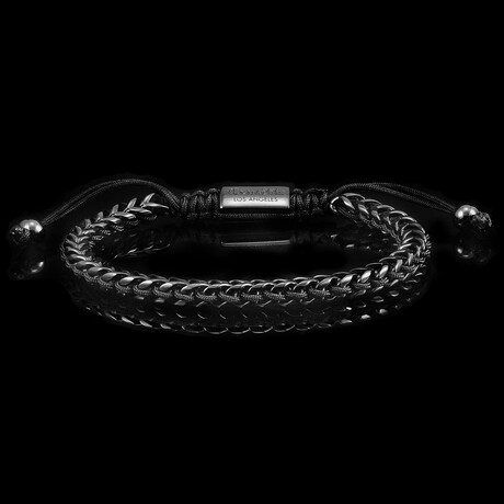 Black Plated Stainless Steel Franco Chain Adjustable Bracelet // 7.75"