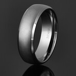 Beveled Edge Brushed Titanium Ring // 7mm (Size 8)