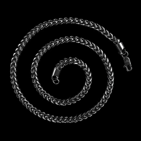 Black Plated Stainless Steel 7mm Rounded Franco Chain Necklace // 26"