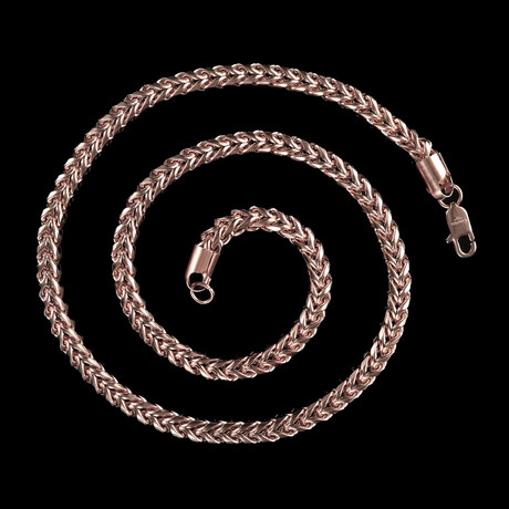 Rose Gold Plated Stainless Steel 7mm Rounded Franco Chain Necklace // 26"