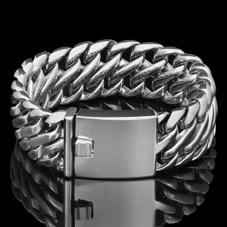 Stainless Steel Fancy Wide Curb Link Bracelet (8.5 Inch)