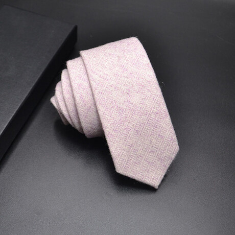Cotton Neck Ties // Herringbone Pattern Pink