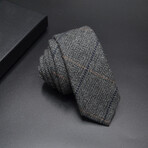 Cotton Neck Ties //Herringbone Pattern White with Orange and Blue Lines