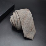 Cotton Neck Ties // Herringbone Pattern Light Brown