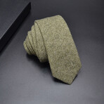 Cotton Neck Ties // Herringbone Pattern Green