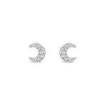 18k White Gold Half Moon Studs Earrings // New