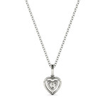 18k White Gold Mini Float Heart Halo Cluster Pendant Necklace // 18" // New