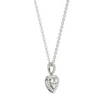 18k White Gold Mini Float Heart Halo Cluster Pendant Necklace // 18" // New