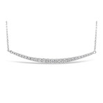 18k White Gold Graduated Bar Necklace // 18" // New