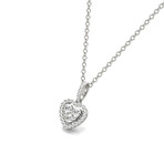 18k White Gold Mini Float Heart Halo Cluster Pendant Necklace // 18" // New