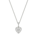 18k White Gold Mini Float Heart Halo Cluster Pendant Necklace // 18" // New