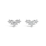 18k White Gold Three Stars Studs Earrings // New