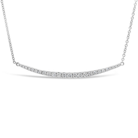 18k White Gold Graduated Bar Necklace // 18" // New