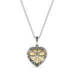 18k White Gold Fancy Yellow Heart Halo Cluster Pendant Necklace // 18" // New