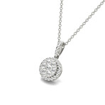 18k White Gold Mini Round Halo Cluster Pendant Necklace // 18" // New