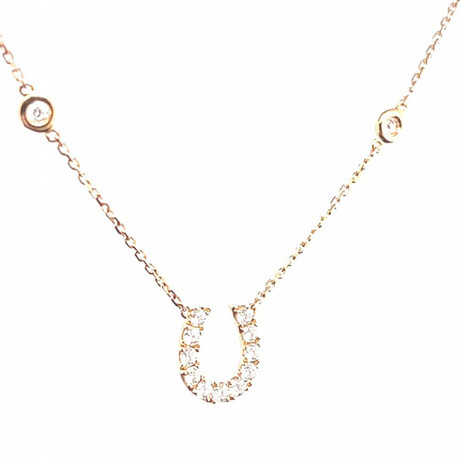18k Rose Gold Lucky Horseshoe Necklace // 18" // New