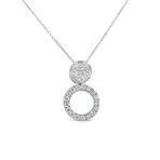 18k White Gold Two-Way Round Halo Illusion Pendant Necklace // 18" // New