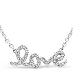 18k White Gold Petite Pavé Love Necklace // 18" // New
