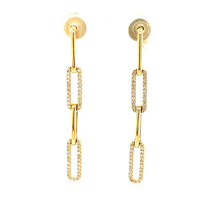 14k Yellow Gold Paper Clip Dangle Earrings // New