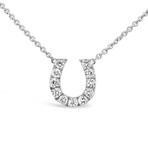 18k White Gold Lucky Horseshoe Necklace // 18" // New