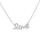 18k White Gold Petite Pavé Love Necklace // 18" // New