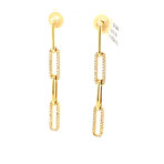 14k Yellow Gold Paper Clip Dangle Earrings // New