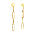 14k Yellow Gold Paper Clip Dangle Earrings // New