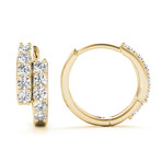 18k Yellow Gold Petite Double Row Huggie Earrings // New