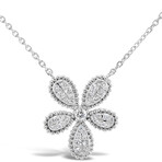 18k White Gold Flower Cluster Necklace // 18" // New