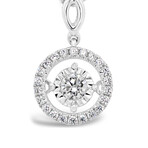 18k White Gold Floating Round Halo Pendant Necklace // 18" // New