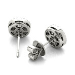 18k White Gold Round Halo Cluster Studs Earrings // New