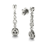 18k White Gold Pear Halo Cluster Dangle Earrings // New