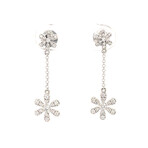 18k White Gold Dangling Flowers Earrings // New