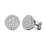 18k White Gold Medium Round Halo Cluster Studs Earrings // New