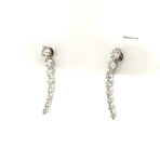 18k White Gold Graduated Diamonds Climber Studs Earrings // New