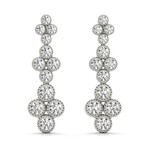 18k White Gold Triple Clover Dangle Earrings // New