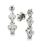 18k White Gold Triple Clover Dangle Earrings // New